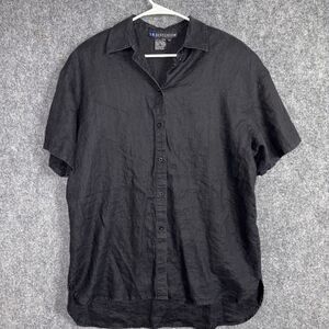 I.B Diffusion Blouse  Womens Size 12 Black Linen Lagenlook